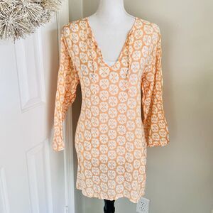 Floral Patterned Orange Tunic
